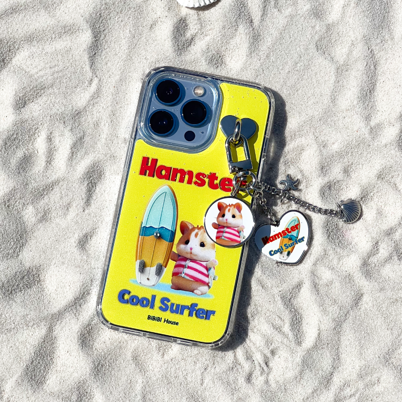 [transparent jelly hard] Cool Surfer Hamster (Yellow) Phone Case