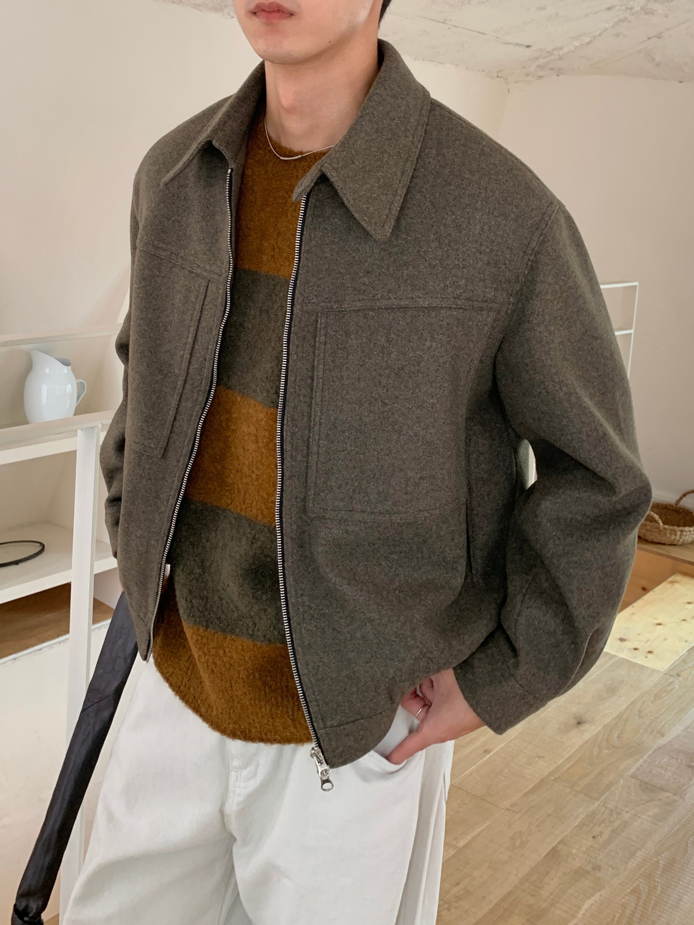 Square Two-way wool jacket