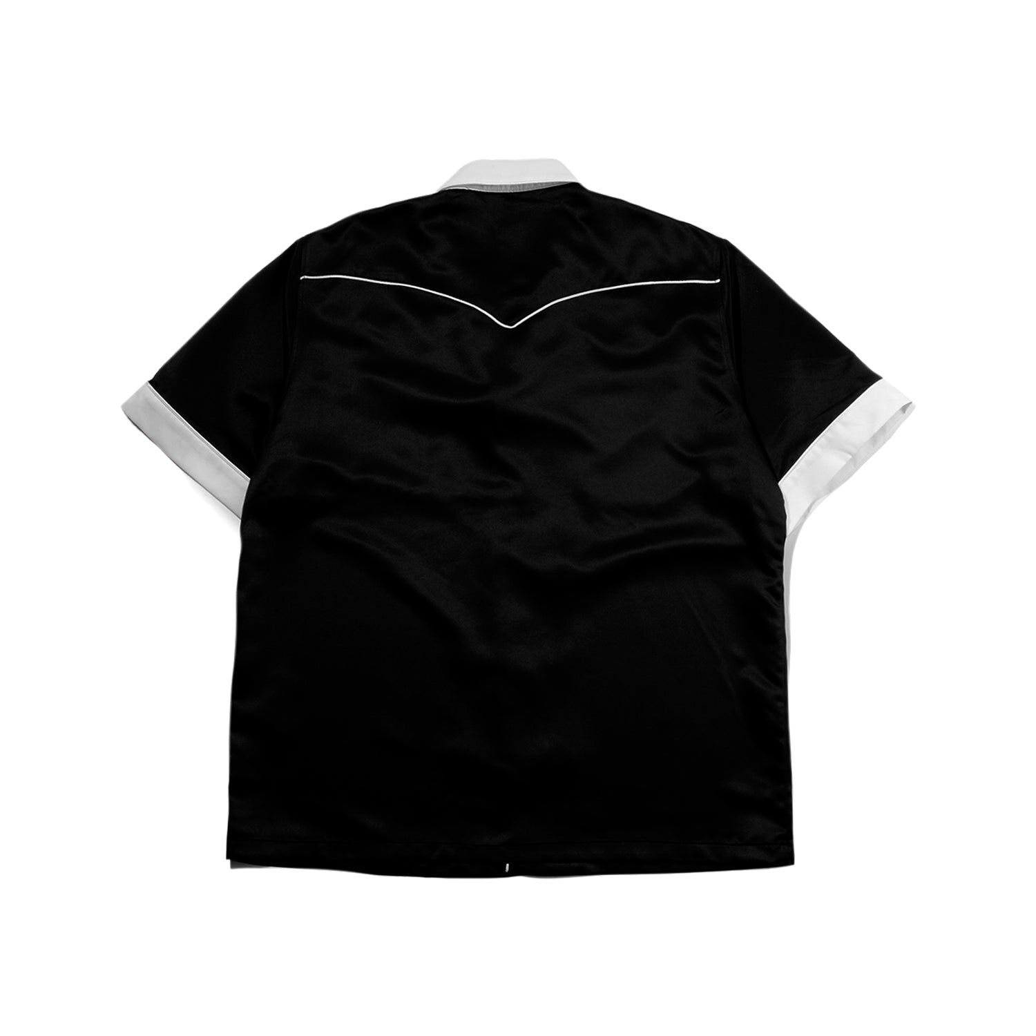 [UNISEX] Logo Embroidered Piped Western Shirt (Black)