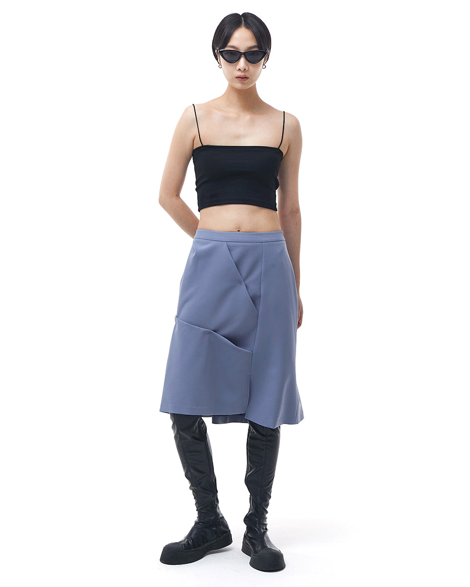 DOZI - Draped Slit Skirt _Bluegrey