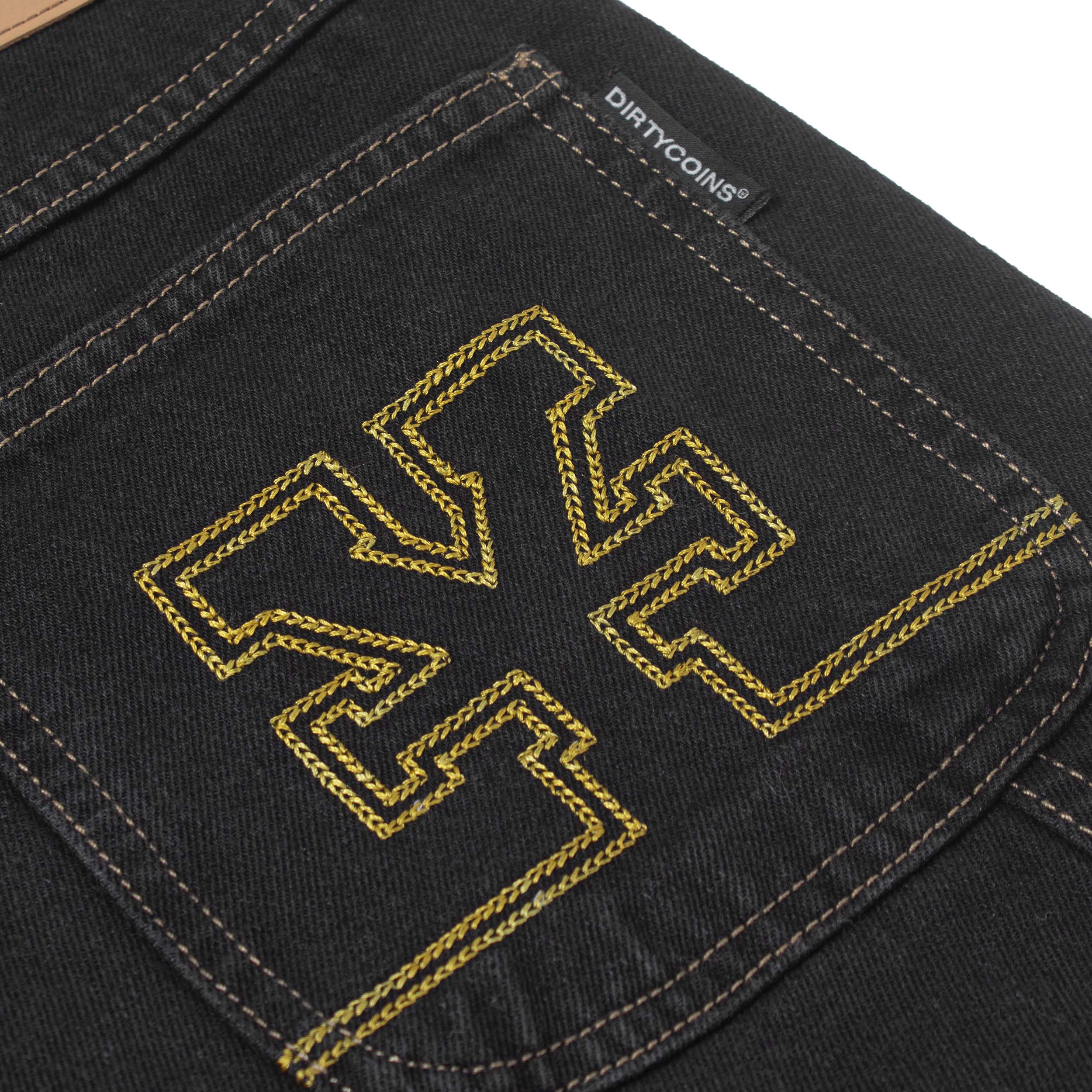 Logo Washed Knee Jeans - Black