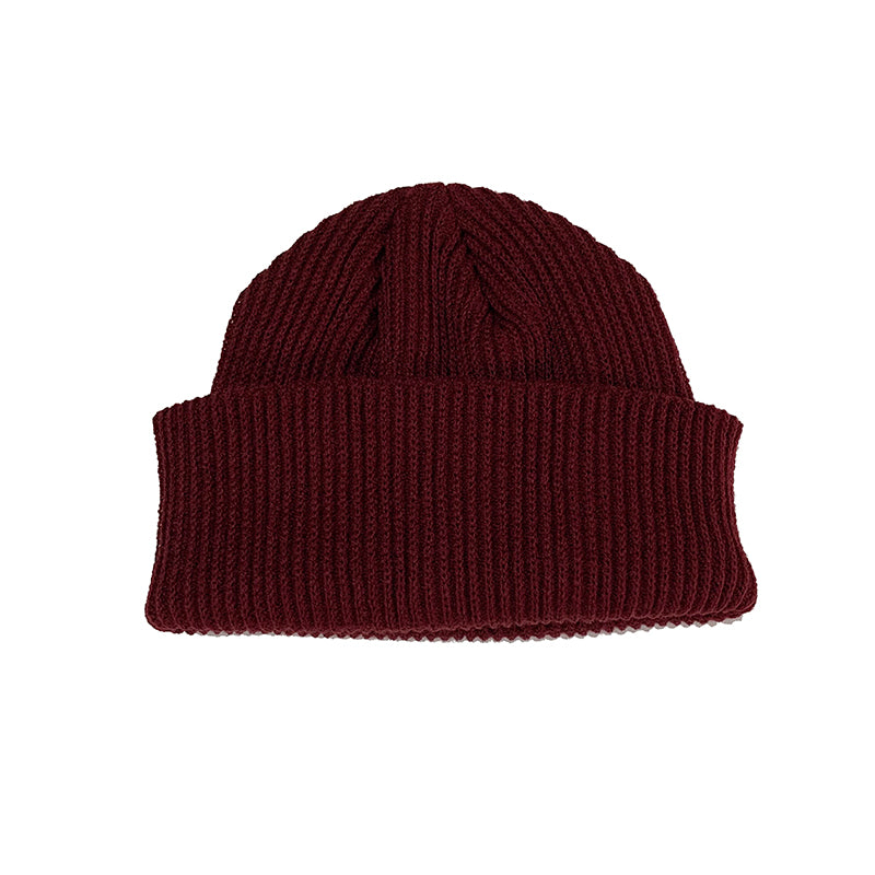 CHECKERBOARD LOGO SHORT BEANIE WINE