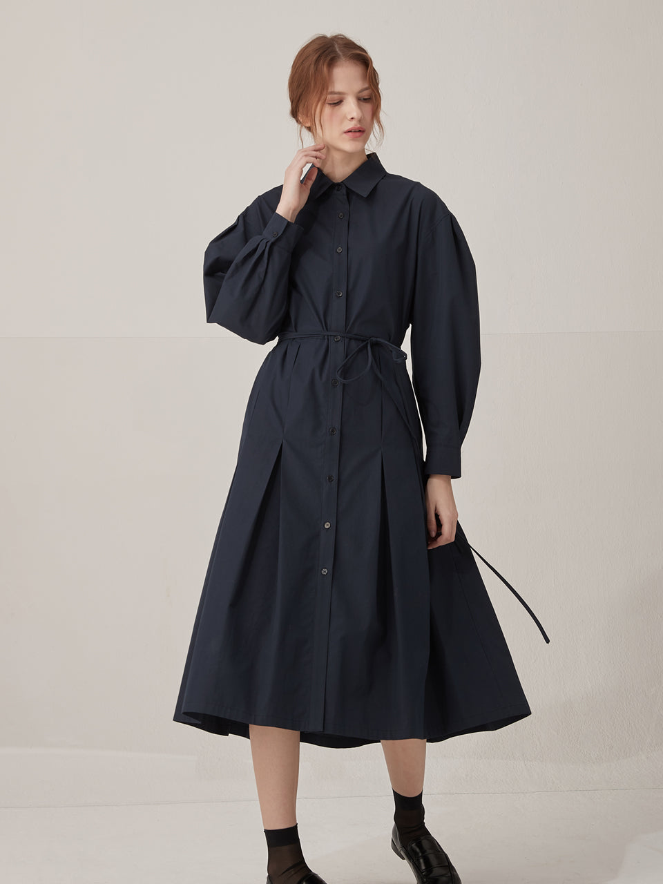 Volume sleeve cotton shirts dress