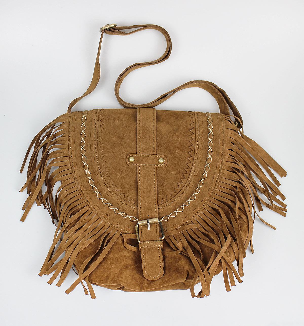 suede fringed shoulder bag