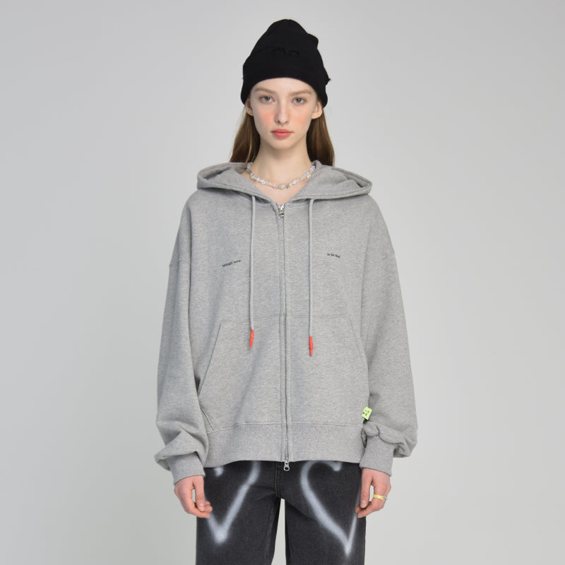 logo hood zip-up (grey)