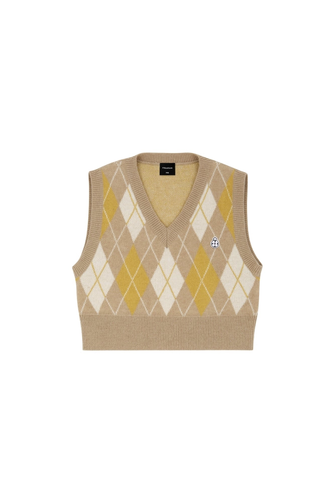 YELLOW ARGYLE KNIT VEST