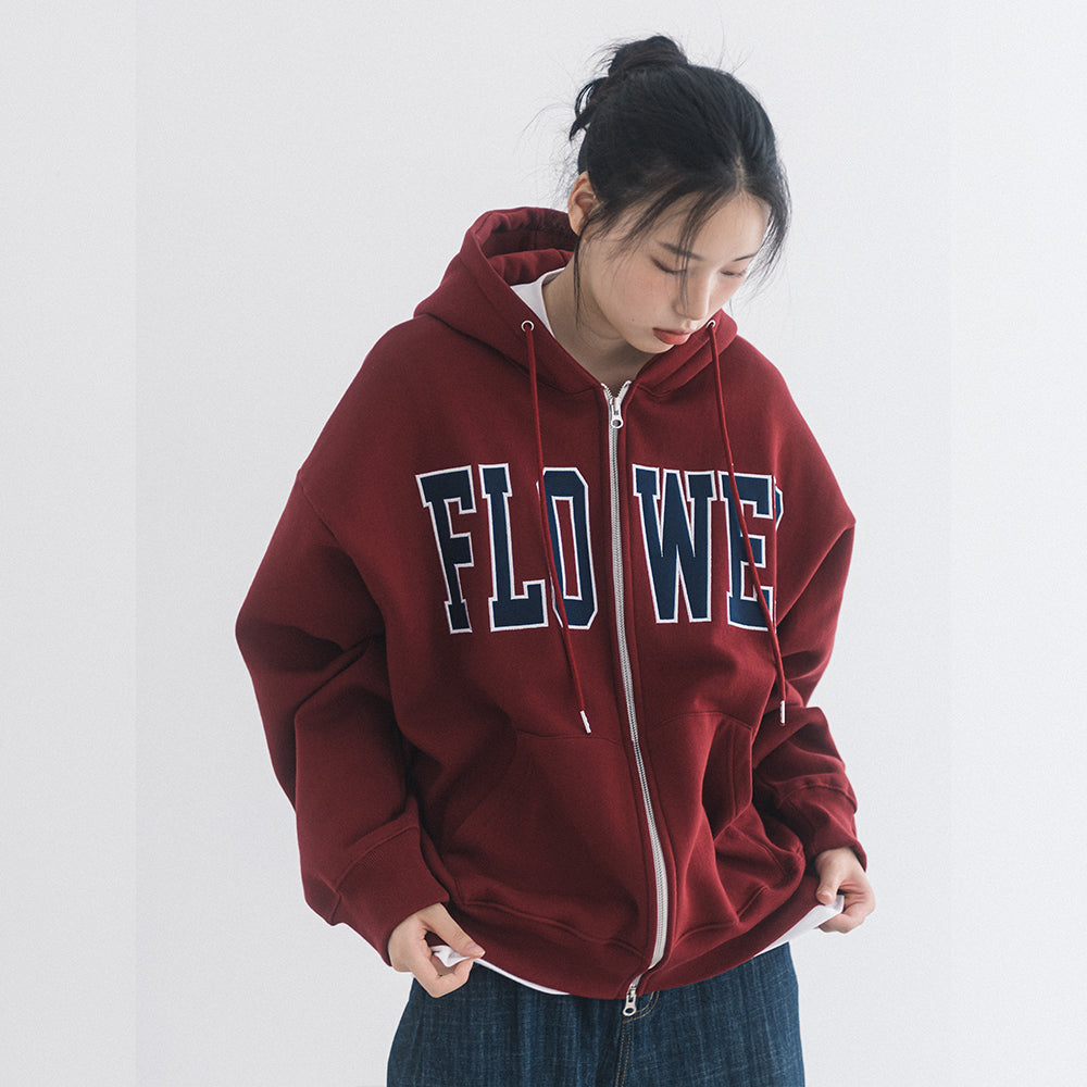 FLOWER ZIP UP HOOD(WINE)