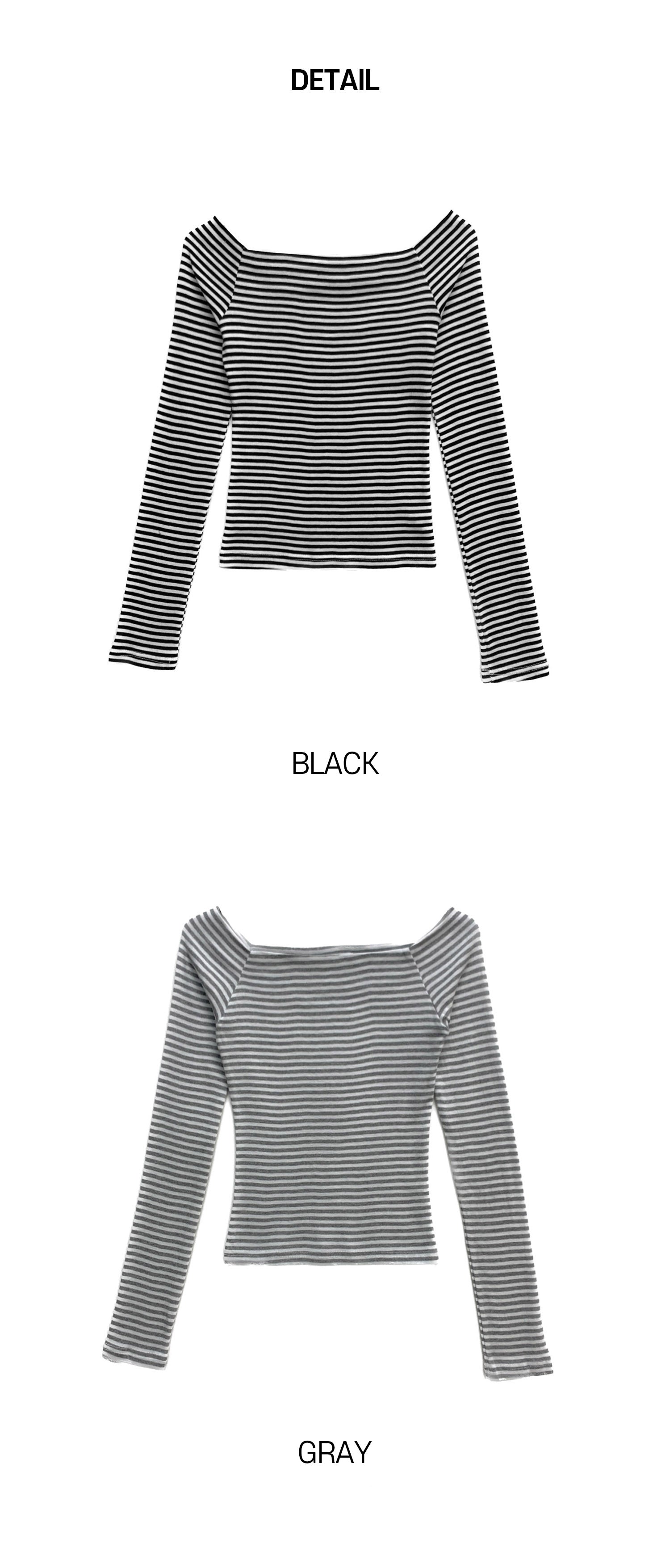 Striped Off-Shoulder Long-Sleeved T-Shirt