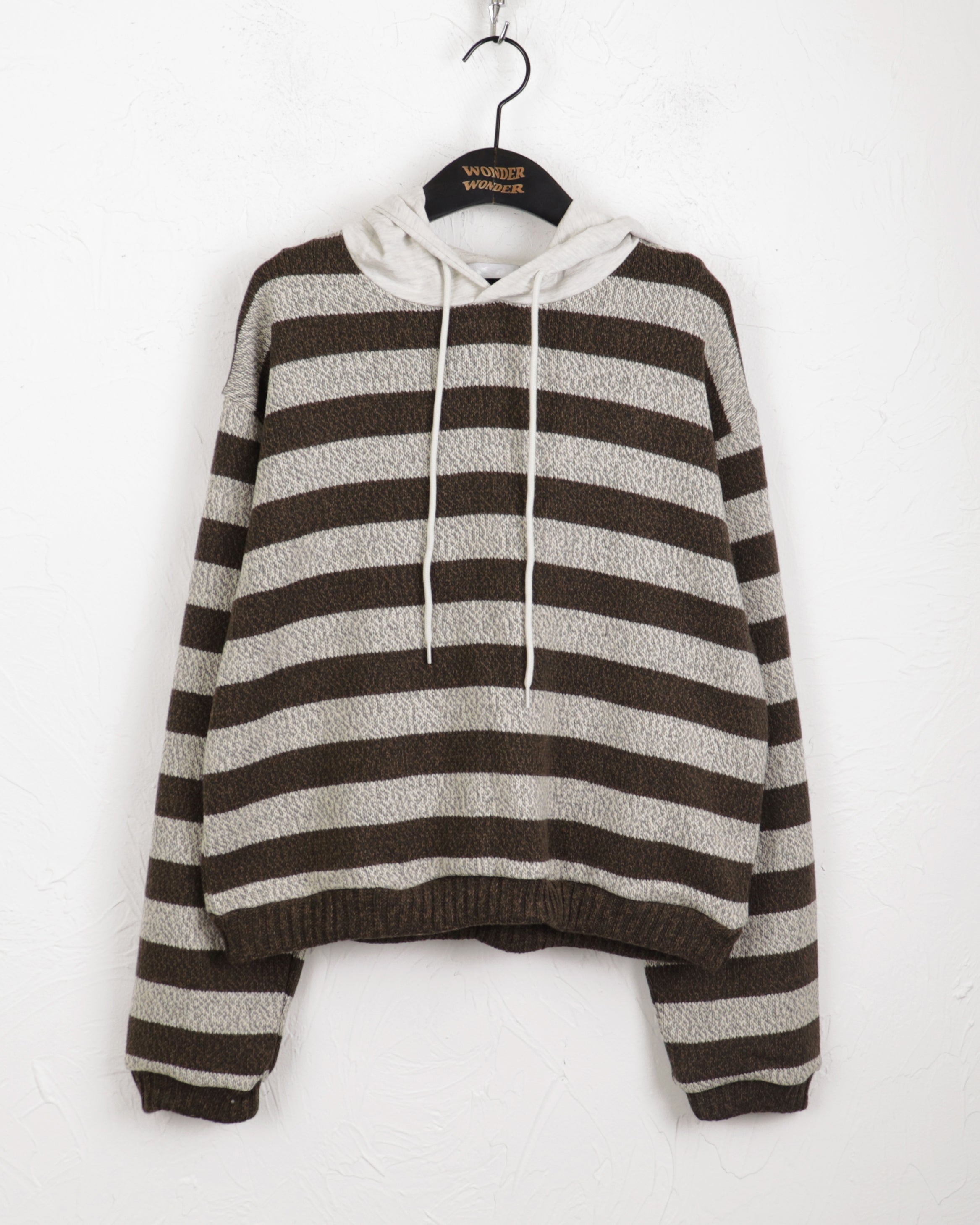 Fonyl hooded layered striped knit