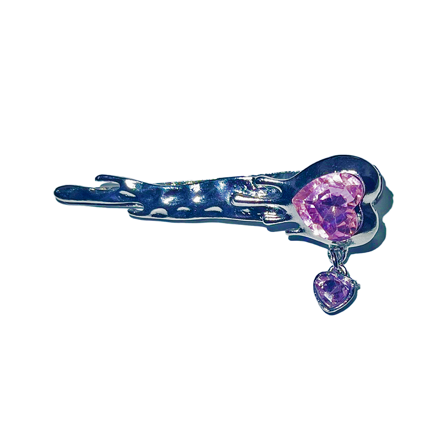 Melted pink heart hairpin