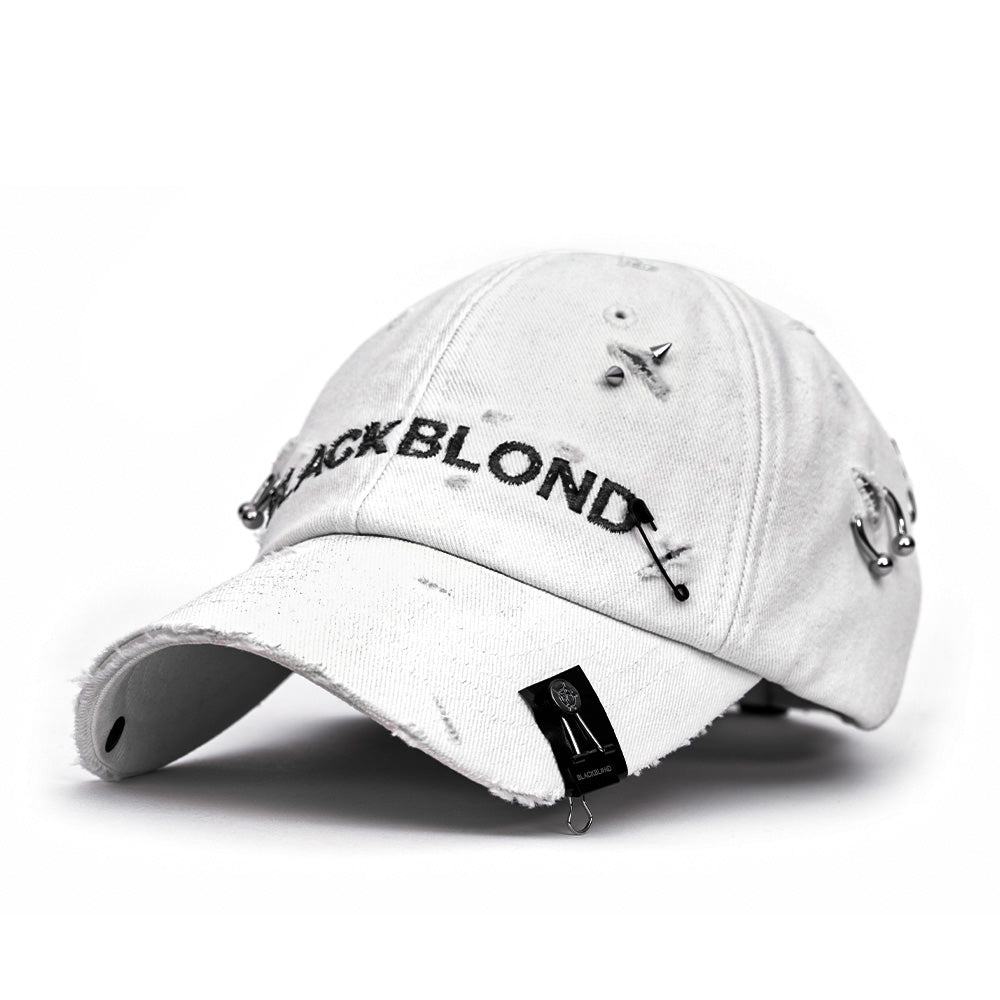 BBD Ripped Piercing Custom Denim Cap (White)