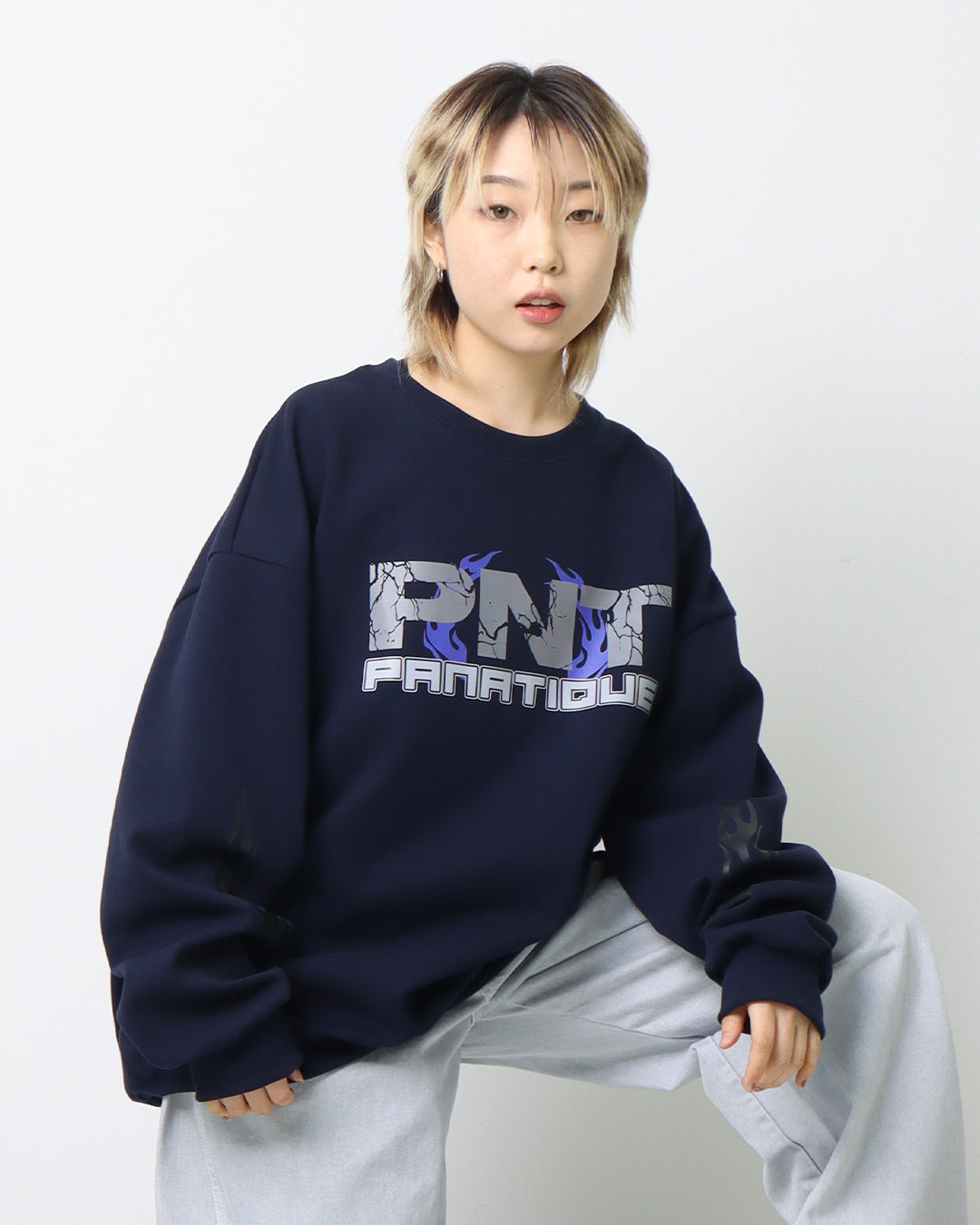 Flame Crack PNT Logo Sweatshirt_Navy