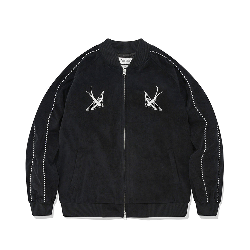 SP VELVET SWALLOW SOUVENIR JACKET-BLACK