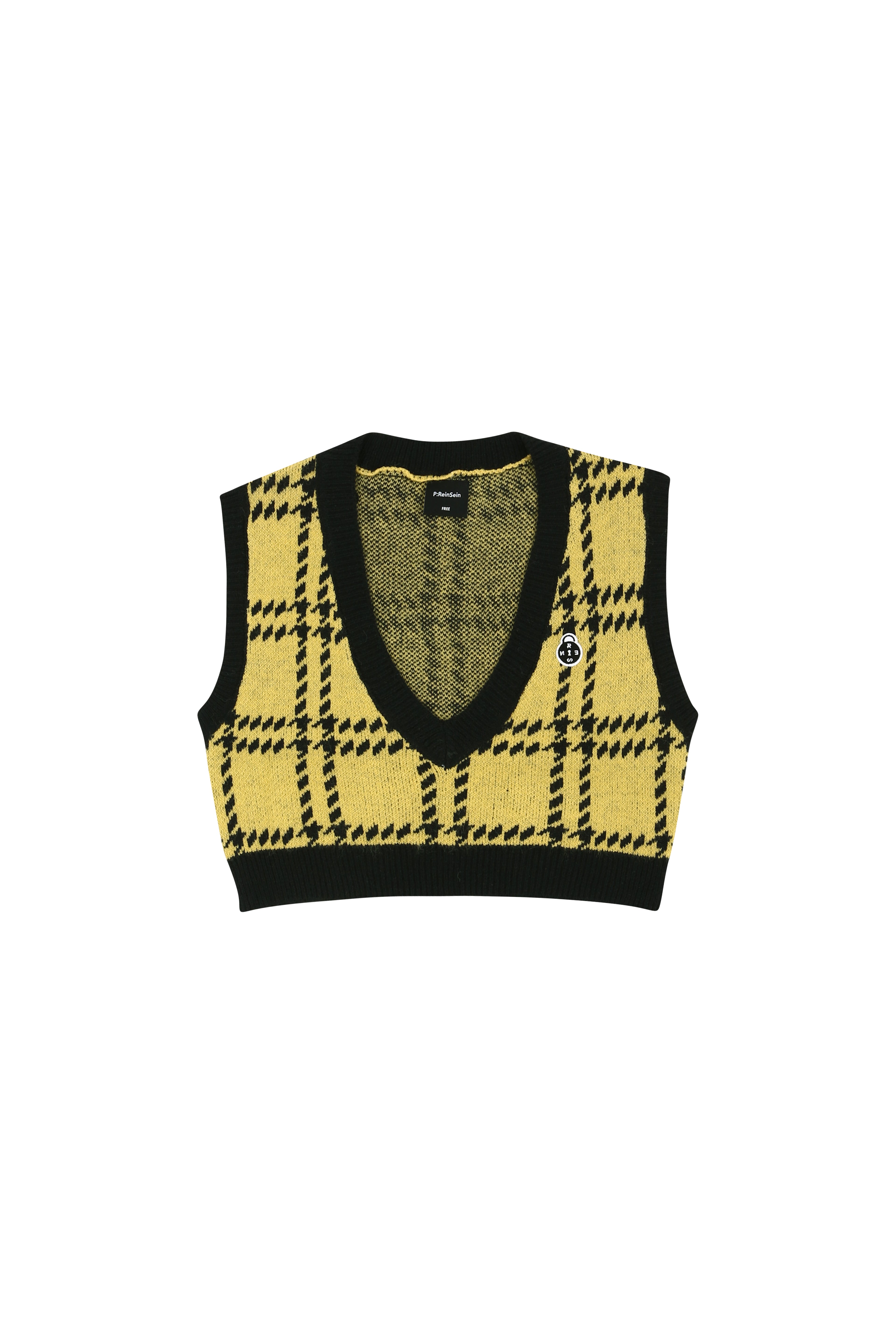 High Teen Checkered Cropped Knitwear Vest