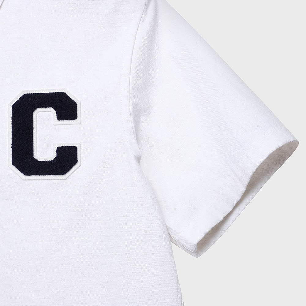 C Patch Short-Sleeved Unisex White Oxford Shirt