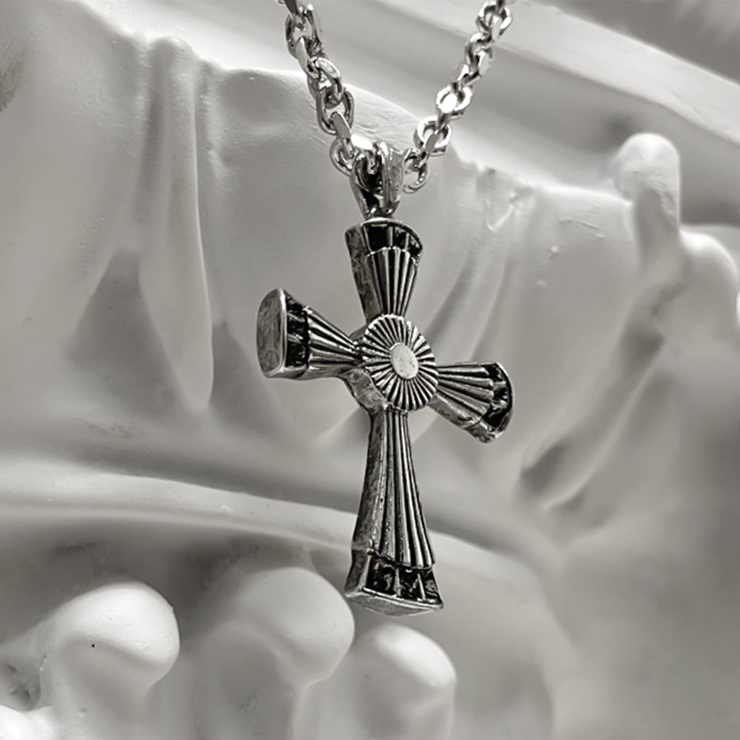 [BLESSEDBULLET] BEAMS cross II chain necklace_dark silver