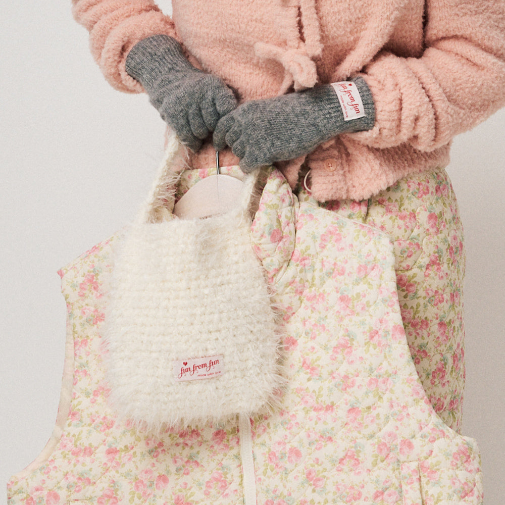 HANDMADE HAIRY KNIT BAG, CREAM