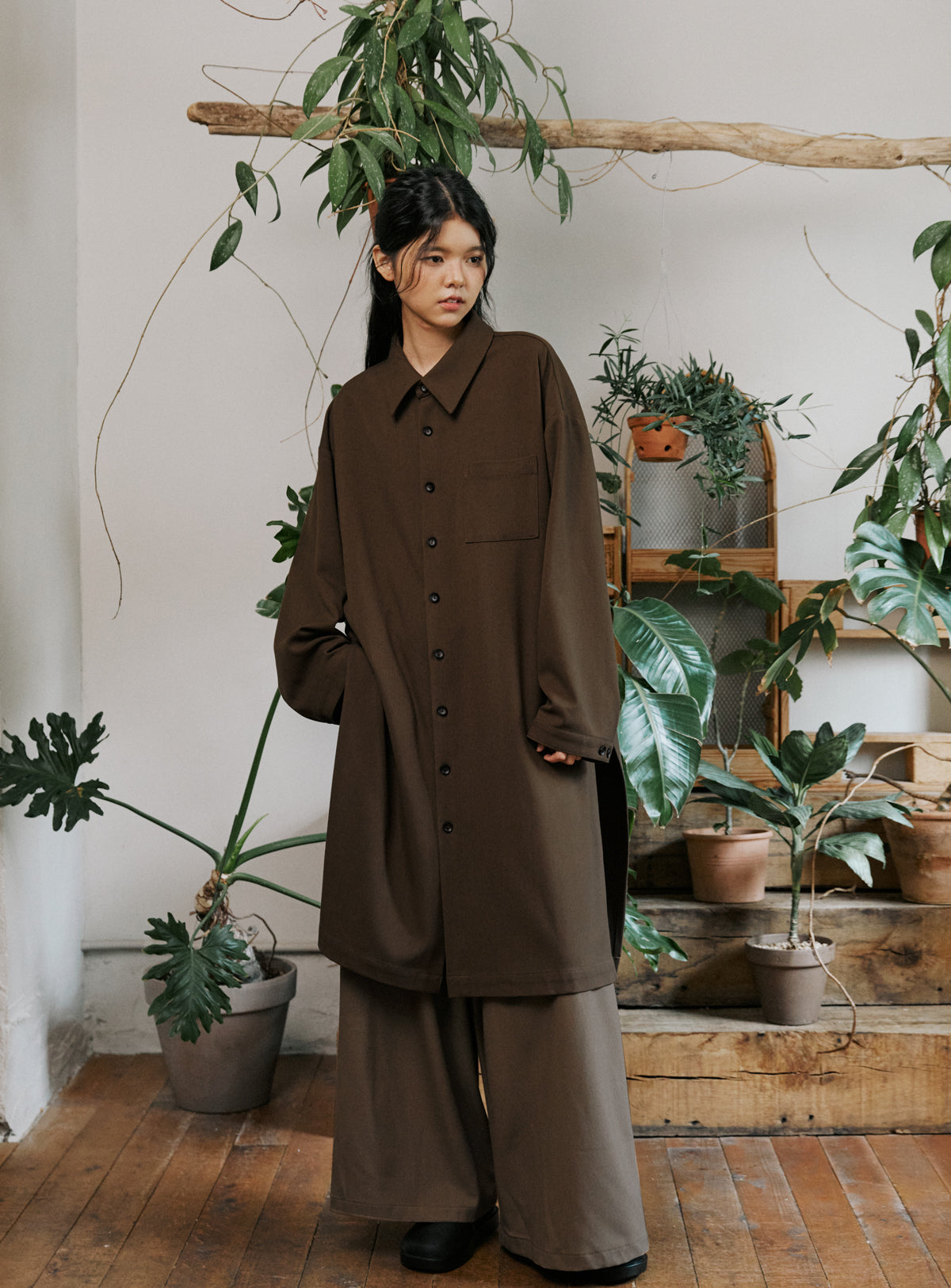 unisex jungle long shirts brown