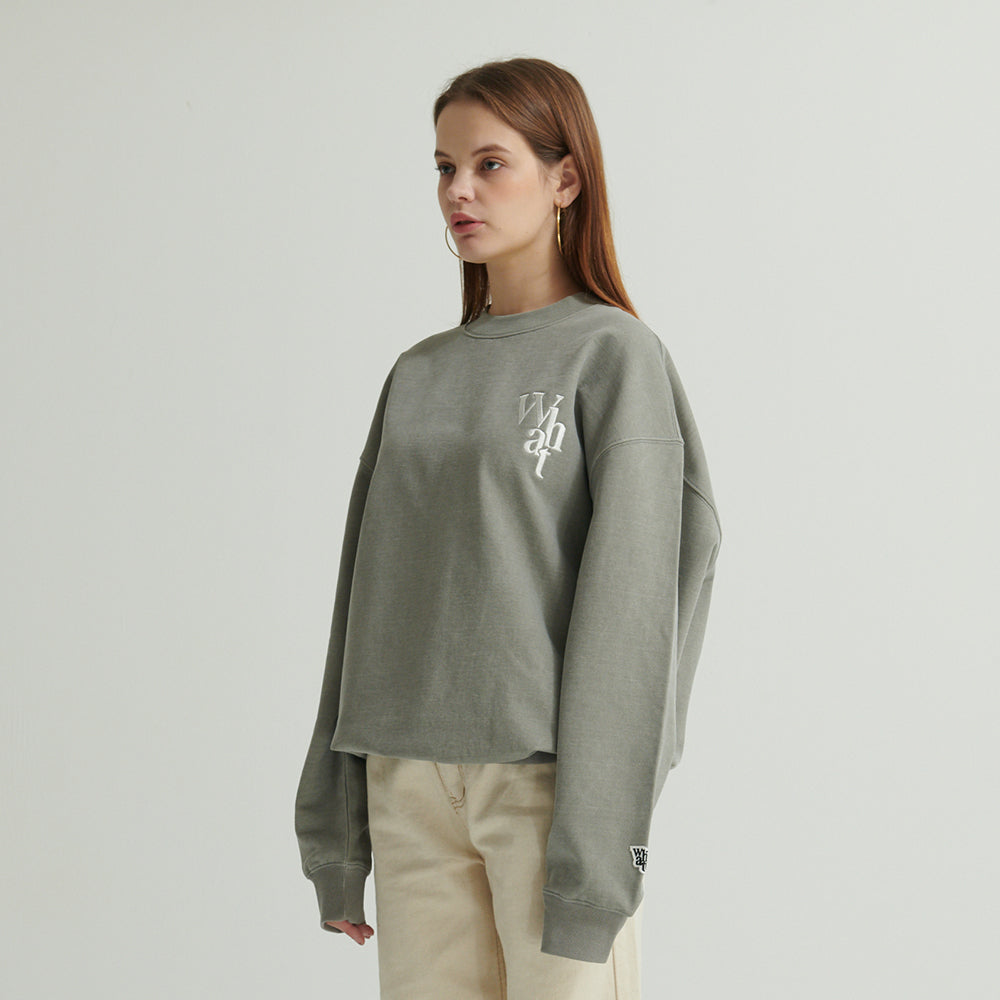 WHATTHE F.B Logo Embroidered Sweat Shirt Olive