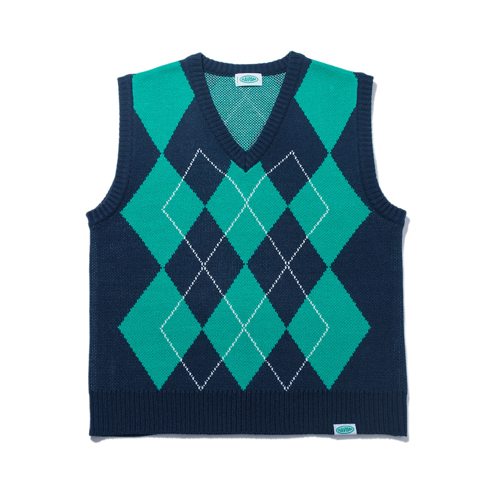 ARGYLE PATTERN KNIT VEST