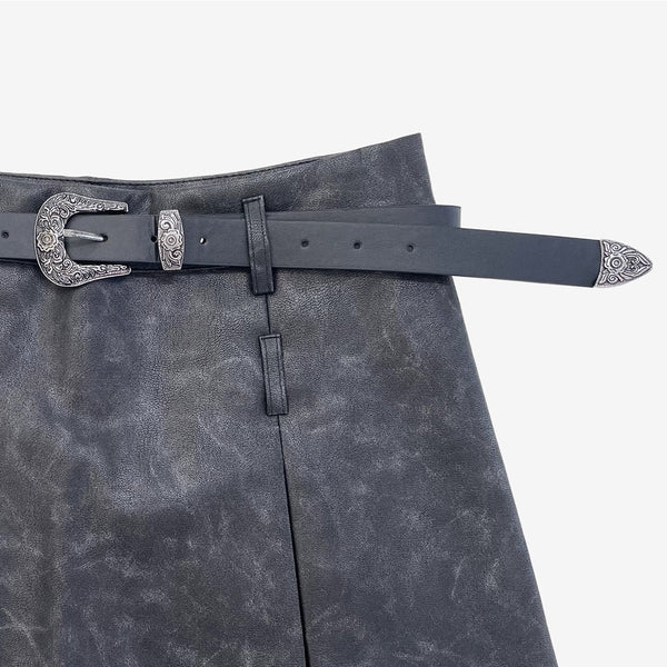 Lia Belt Leather Skirt