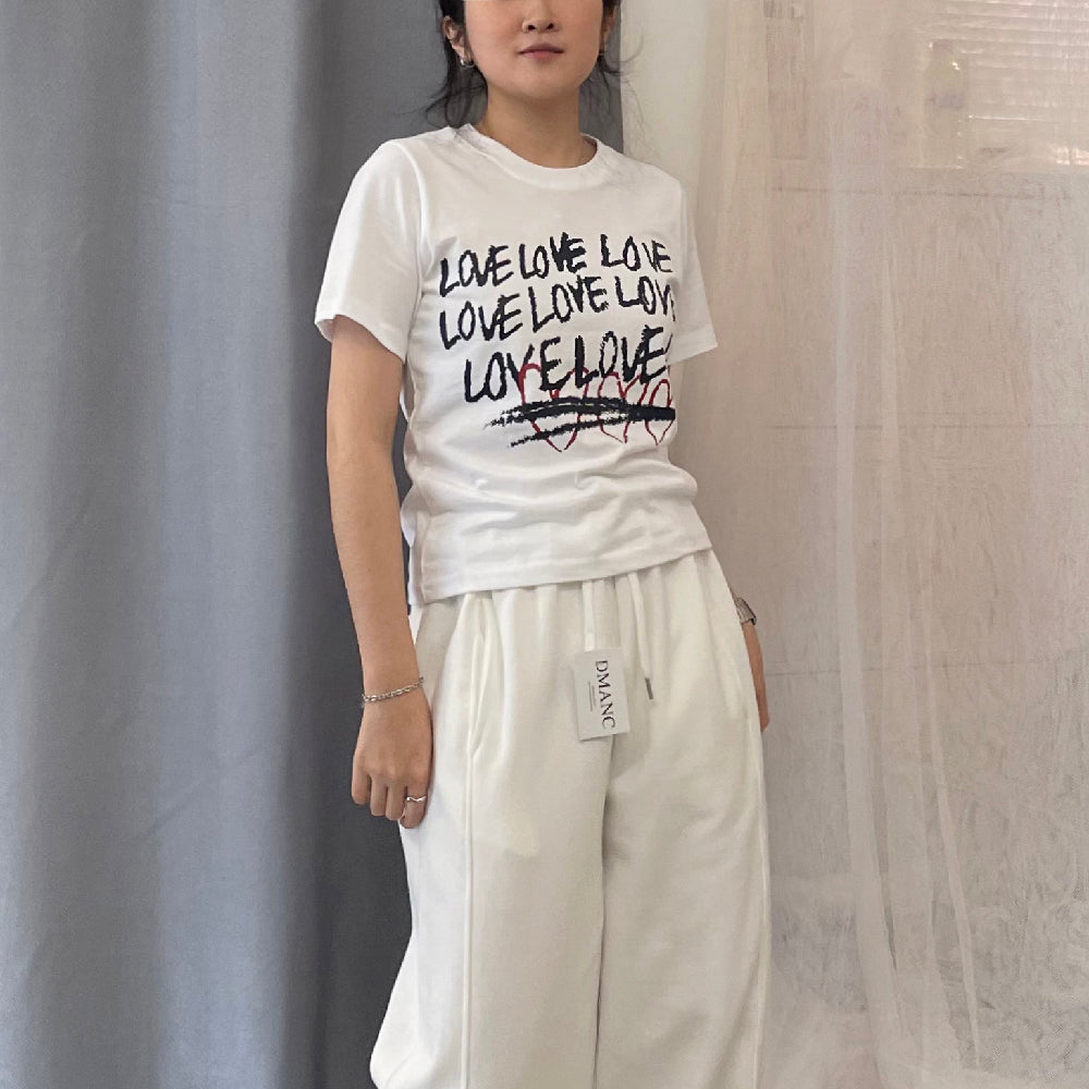 LOVE VINTAGE BASIC CROP HALF T-SHIRT