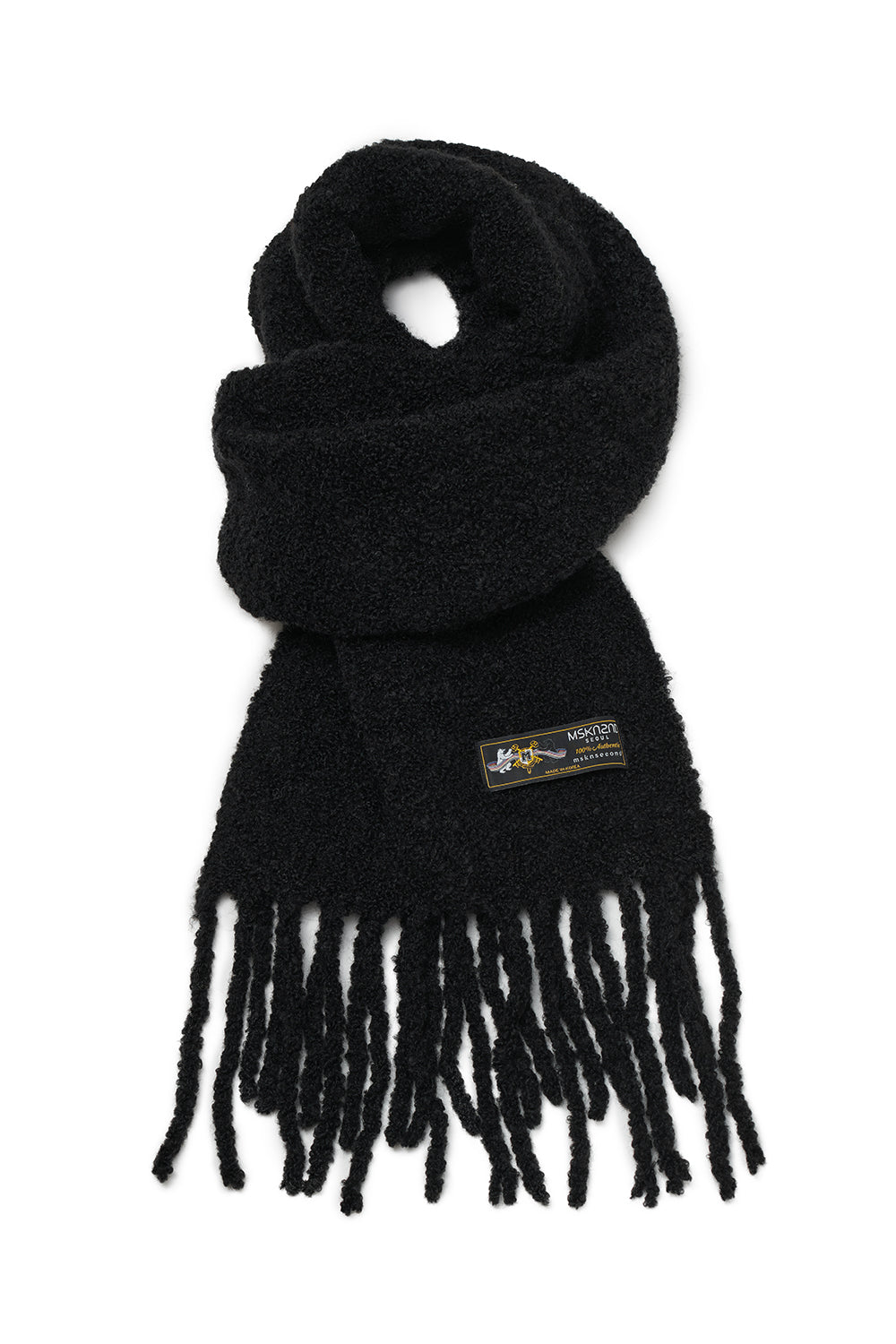 WOOL BOUCLE MUFFLER BLACK