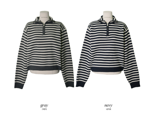 ED Border Half Zip-up Knit (4color)