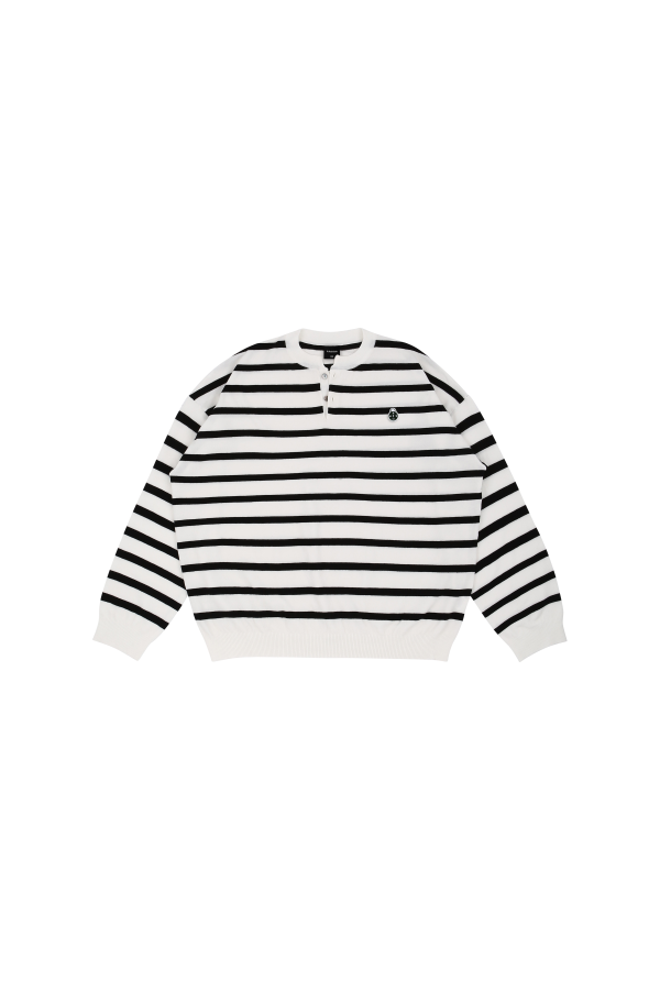 ivory two button stripe knit