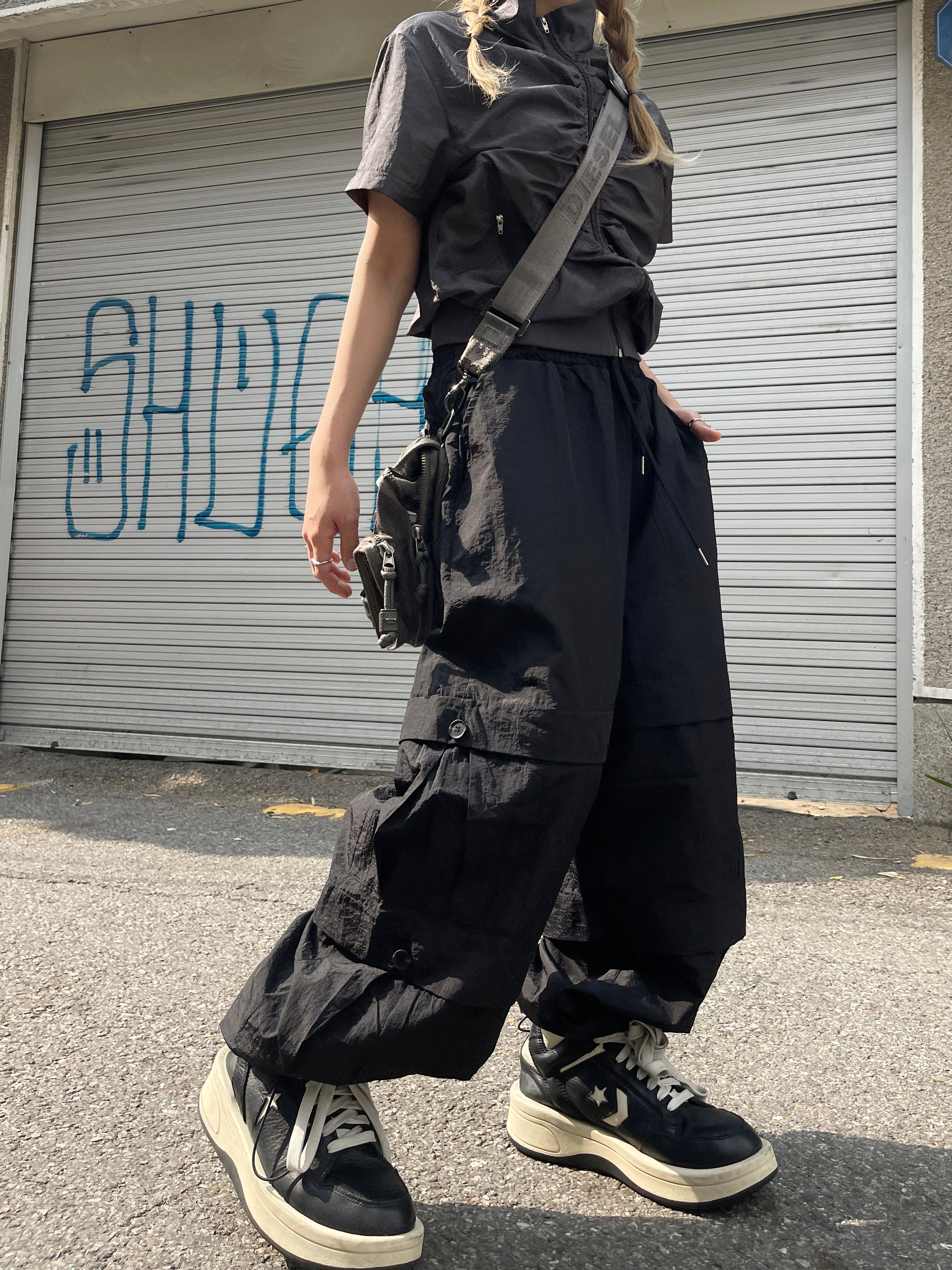 Summer nylon balloon double cargo pants