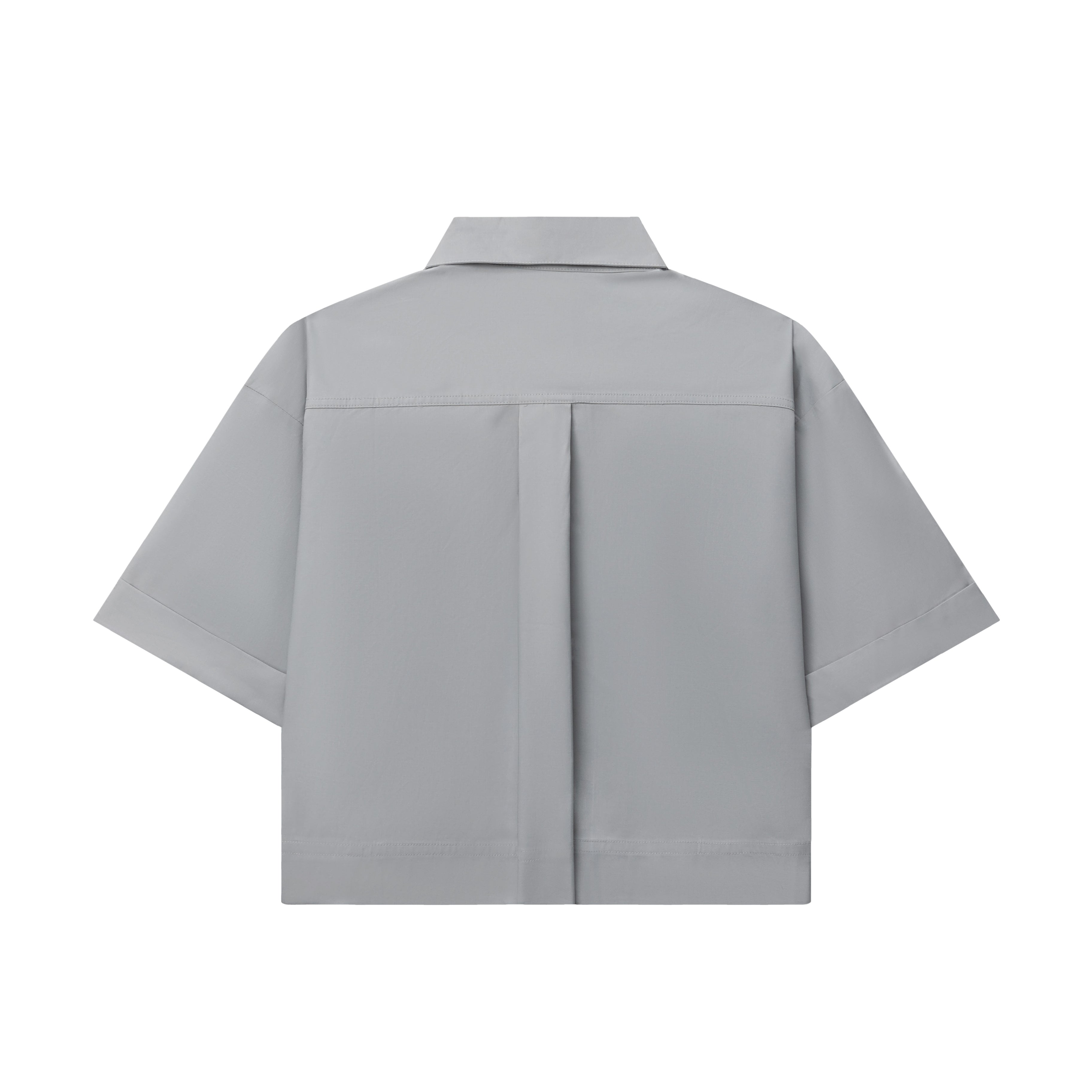 PRIVÉ CROPPED SHORT-SLEEVE SHIRT WITH METAL LOGO - GREY