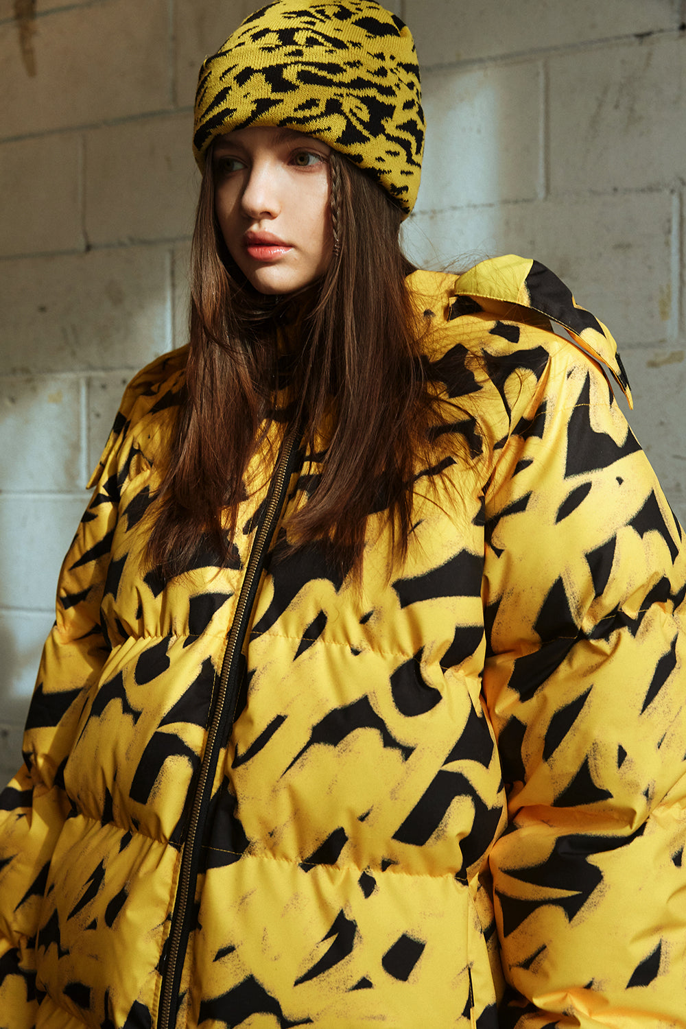 BSR2223FWJK002 SWIRLING LOGO  HOODIE WELLON PARKA YELLOW