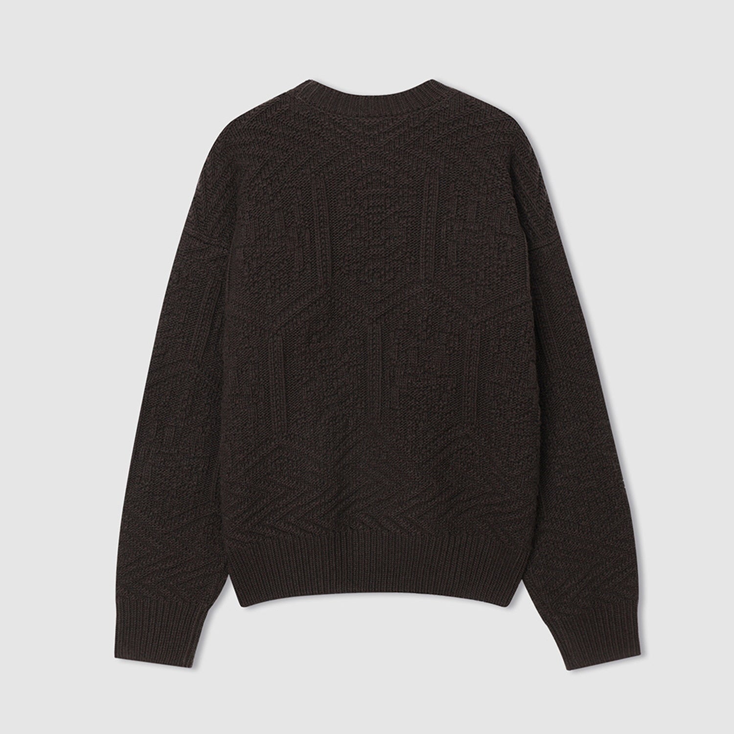 HEXAGON MULTI PATTERN KNIT SWEATER (DARK KHAKI)