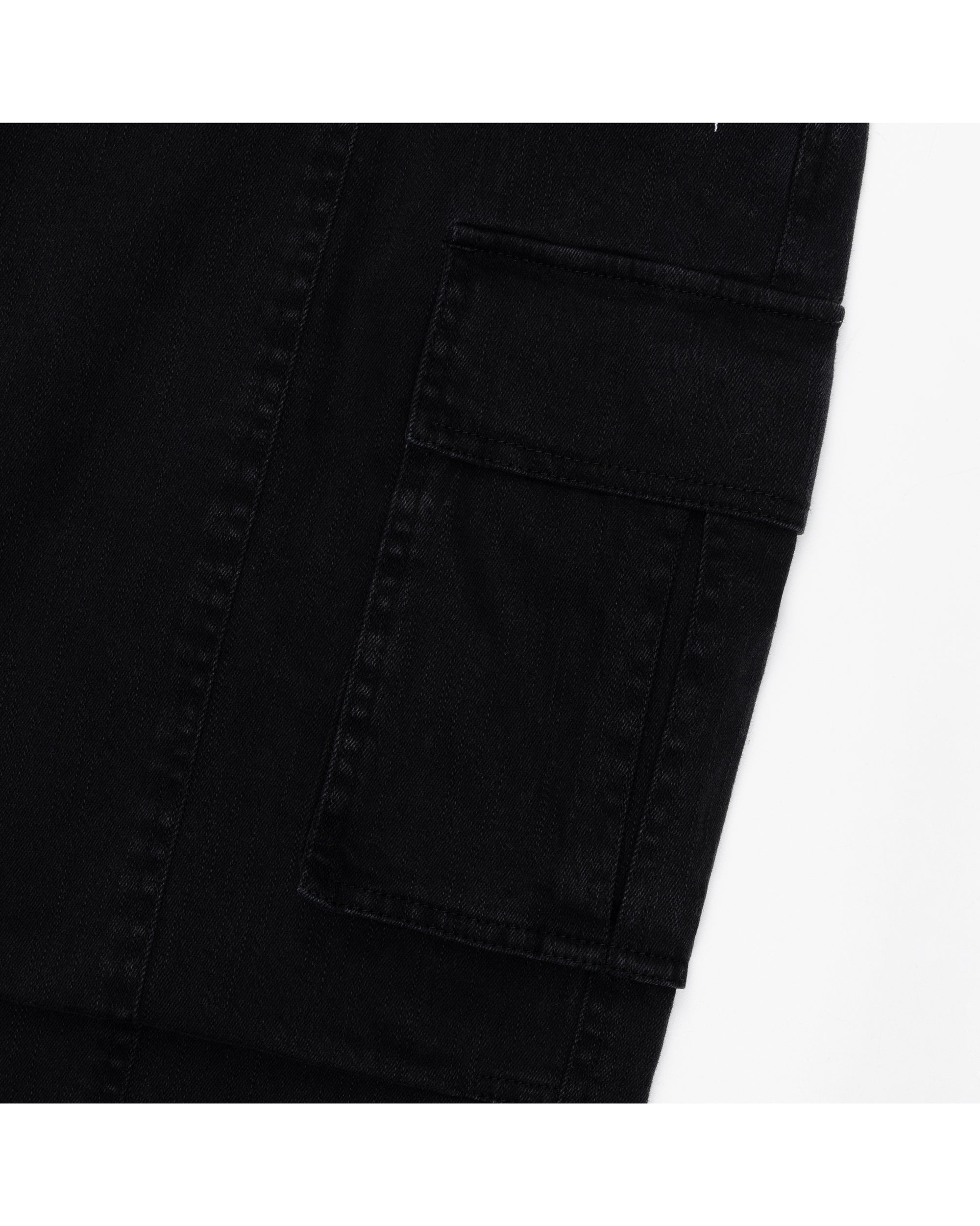 Washed Semi Wide Cargo Pants (Black)