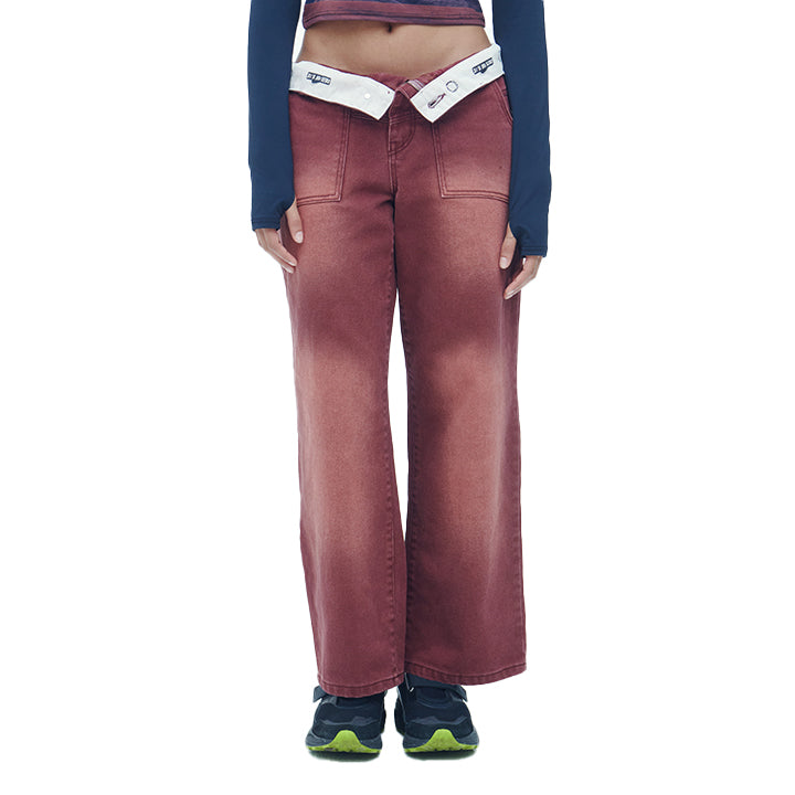 TURN UP LOGO BELT LOW RISE PANTS (WN)