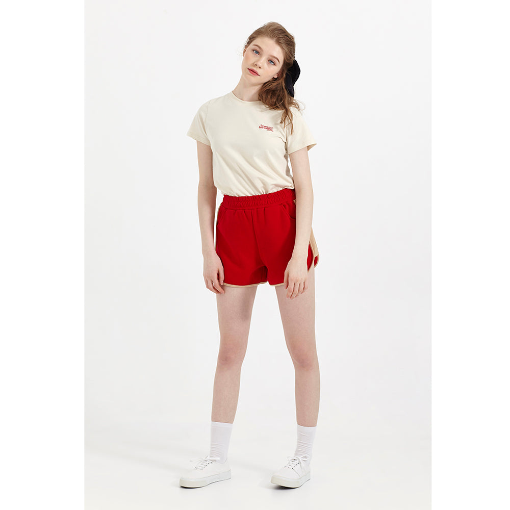 COLOR BLOCK JERSEY SHORTS_RED