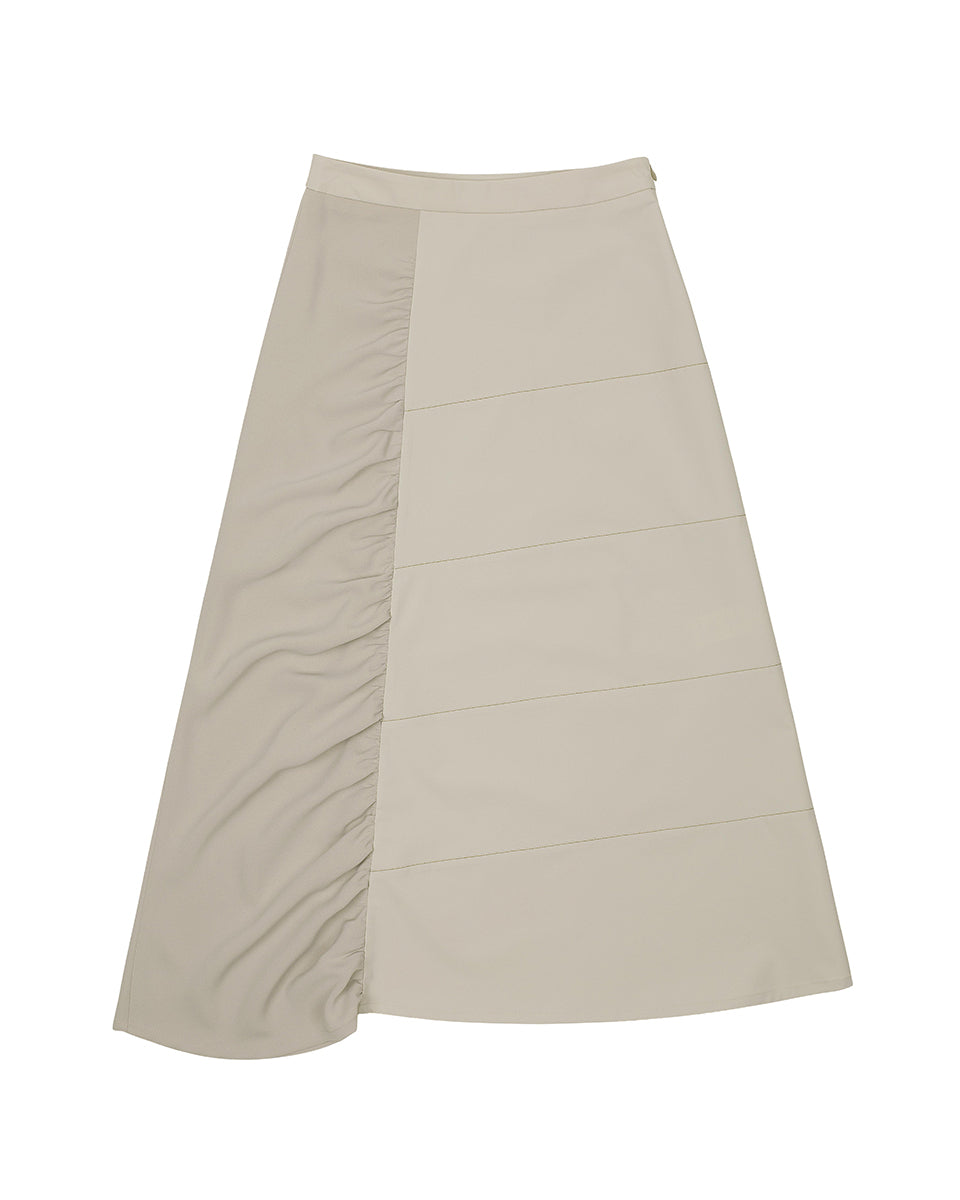 Shirring Panel Skirt _Beige