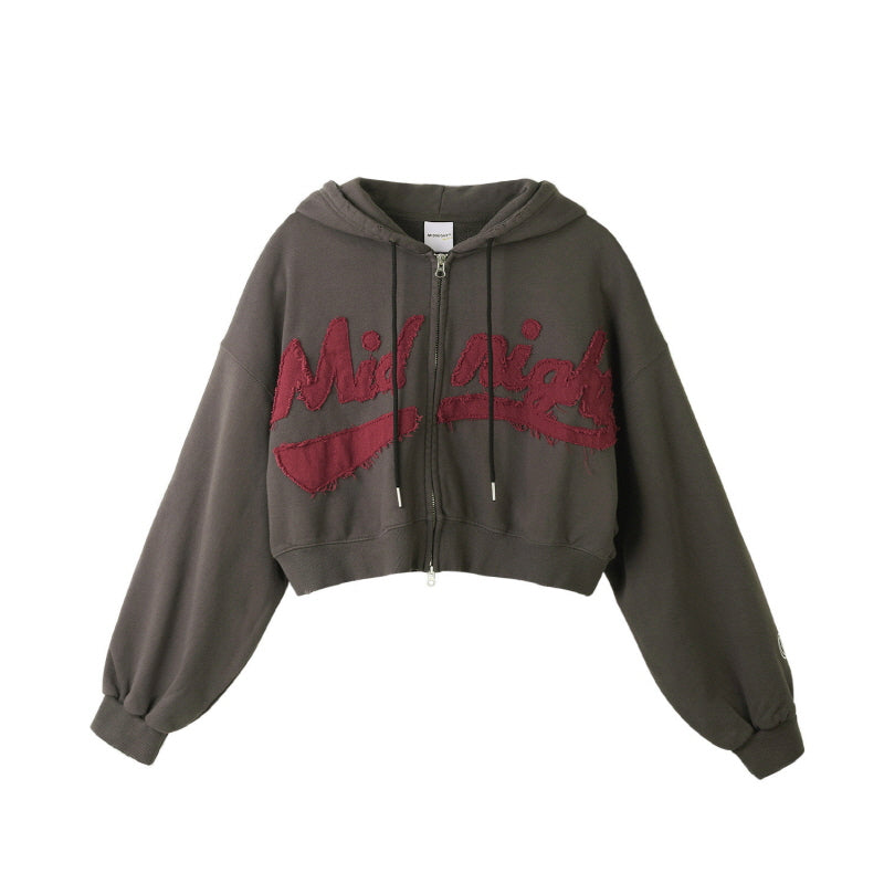 damage hood zip up (dark grey)