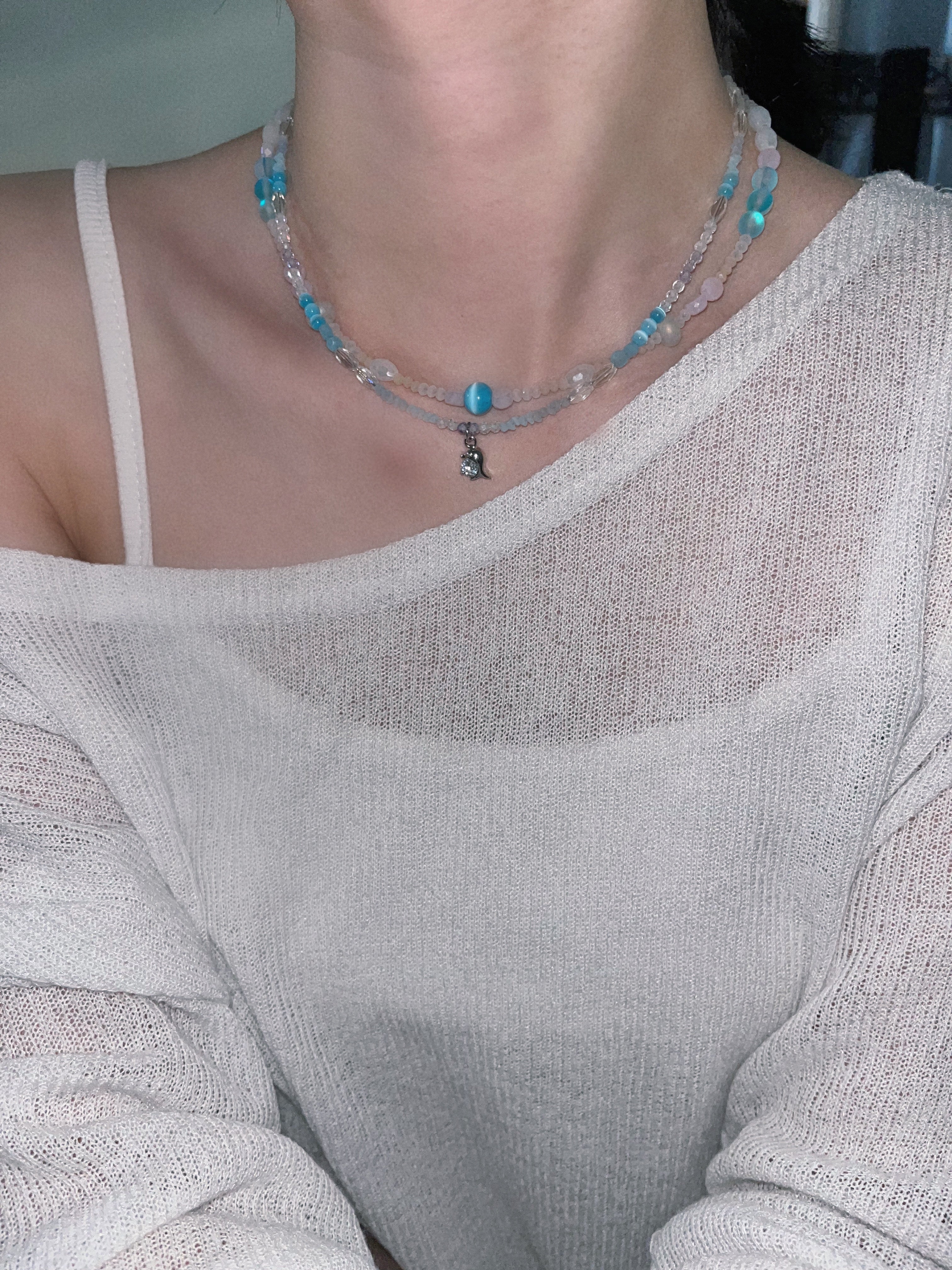 aqua dolphin Necklace