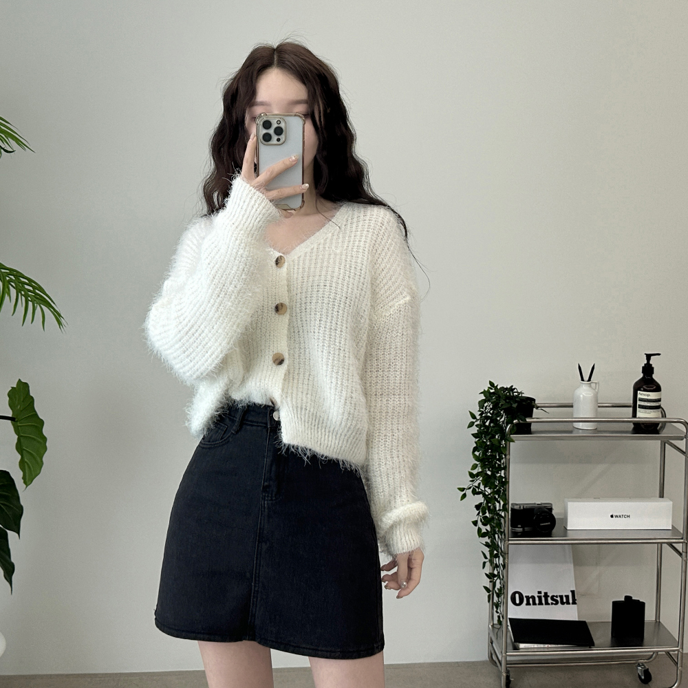 Mohair crop cardigan