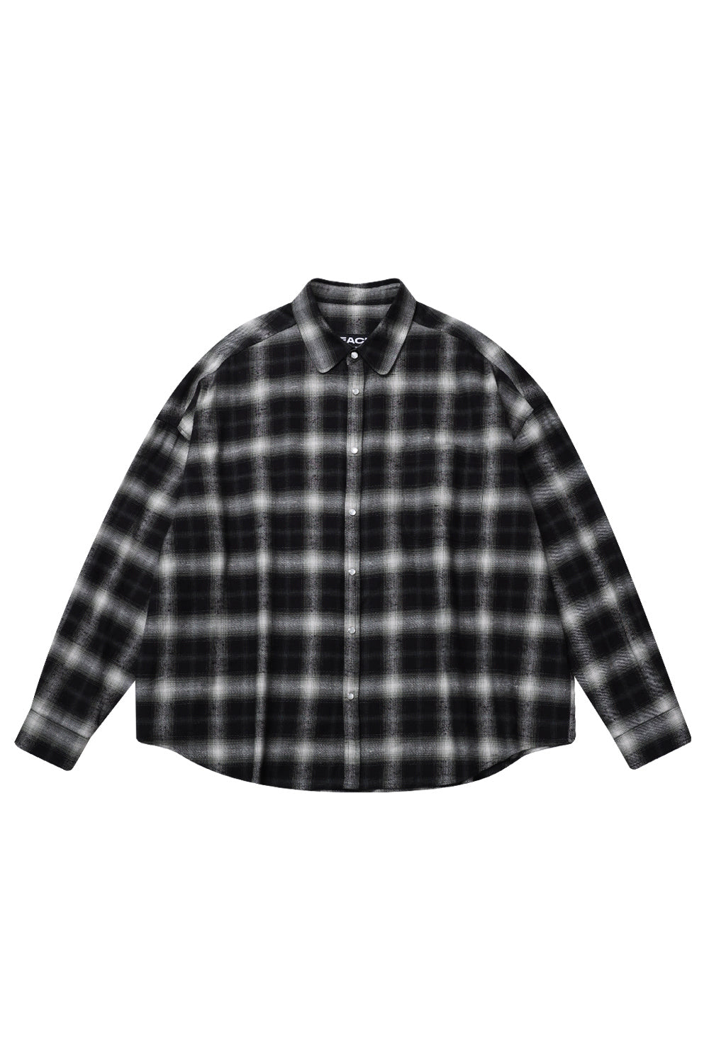 ROUNDED COLLAR CHECK SHIRT_BLACK