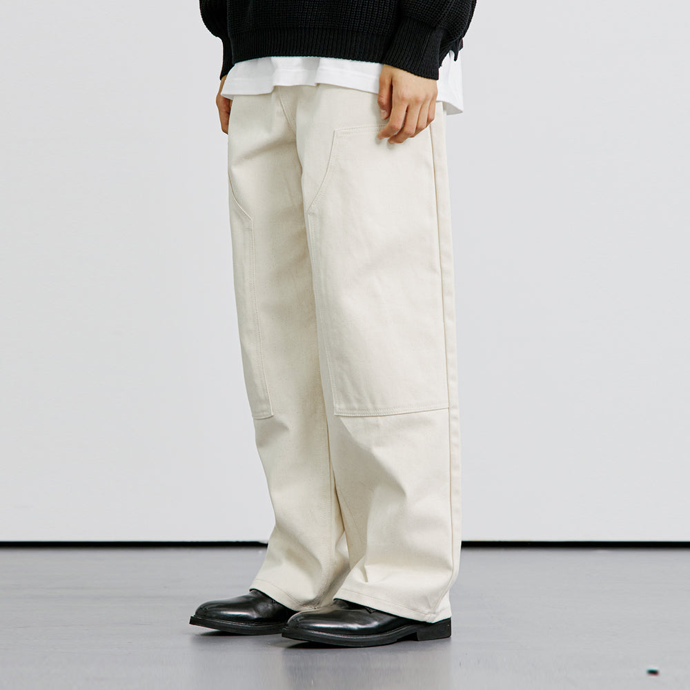 HIROI DOUBLE KNEE WIDE PANTS CREAM