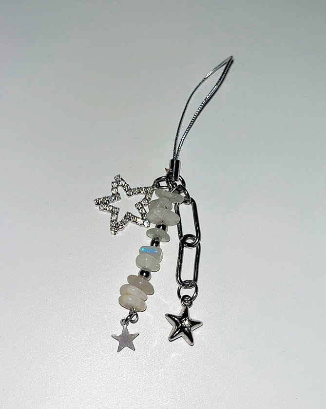 Silver three star cellphone strap