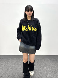 lettering angora mohair knitwear