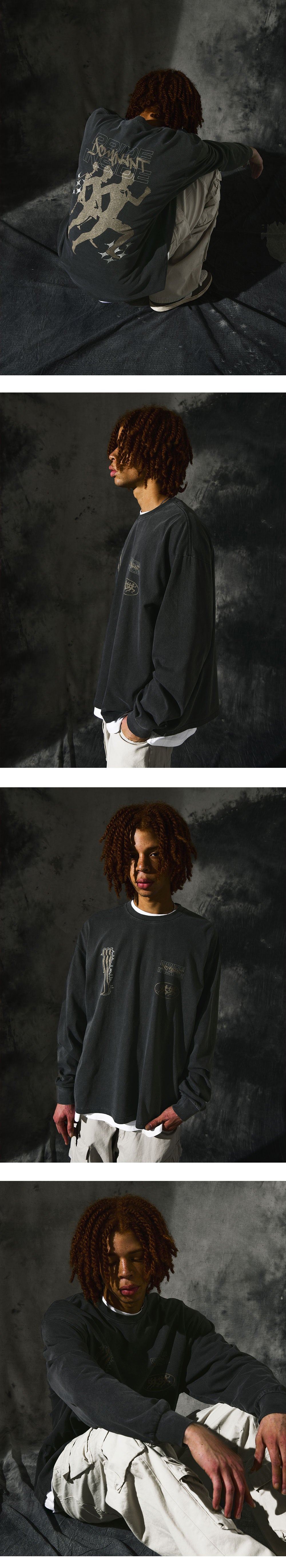 [16s Cotton]RP Pigment Washing Long Sleeve_Charcoal