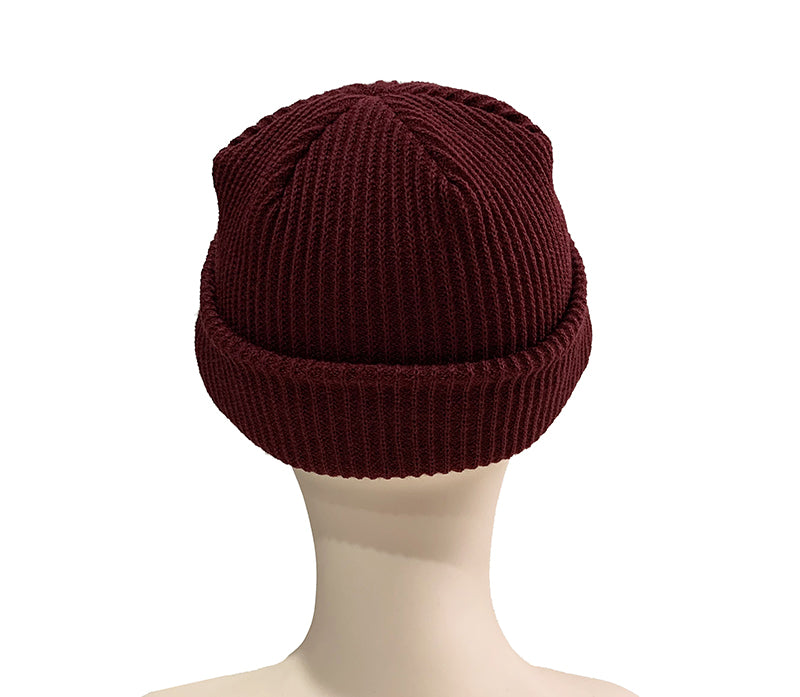 CHECKERBOARD LOGO SHORT BEANIE WINE