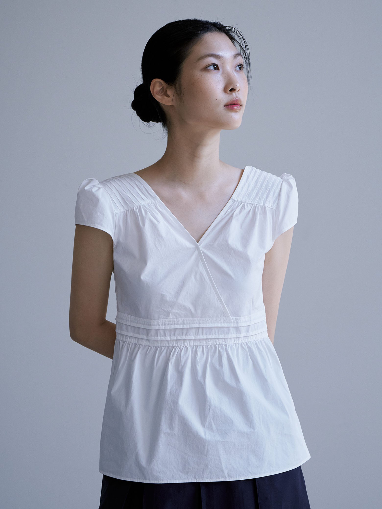 PUFF PIN TUCK BLOUSE [ WHITE ]