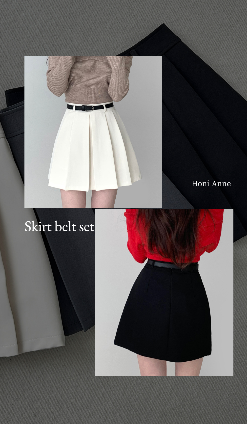 [Belt set] Roache Pleats Mini Skirt