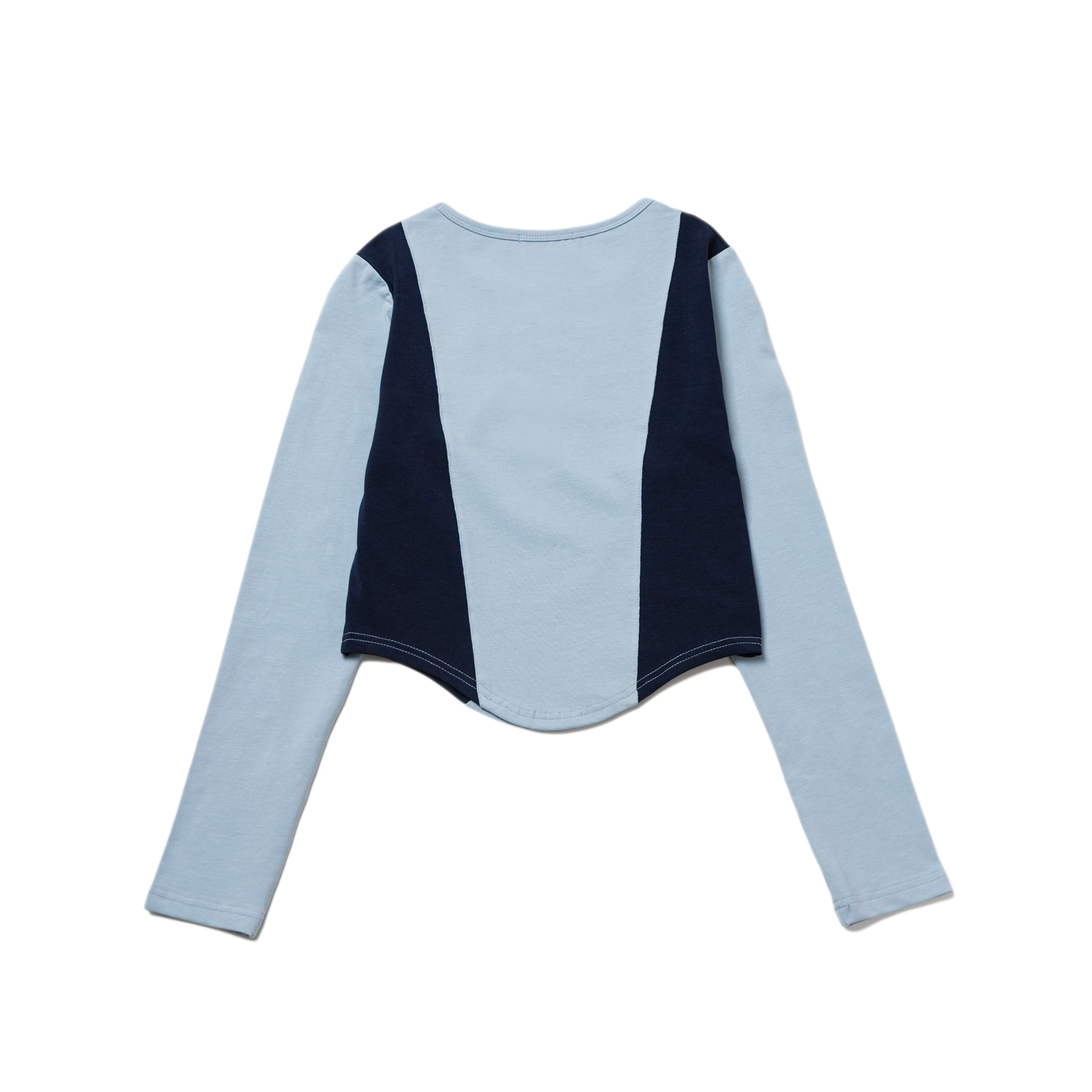 ROSE COLOR BLOCK LINE L/S TEE(SKY BLUE)