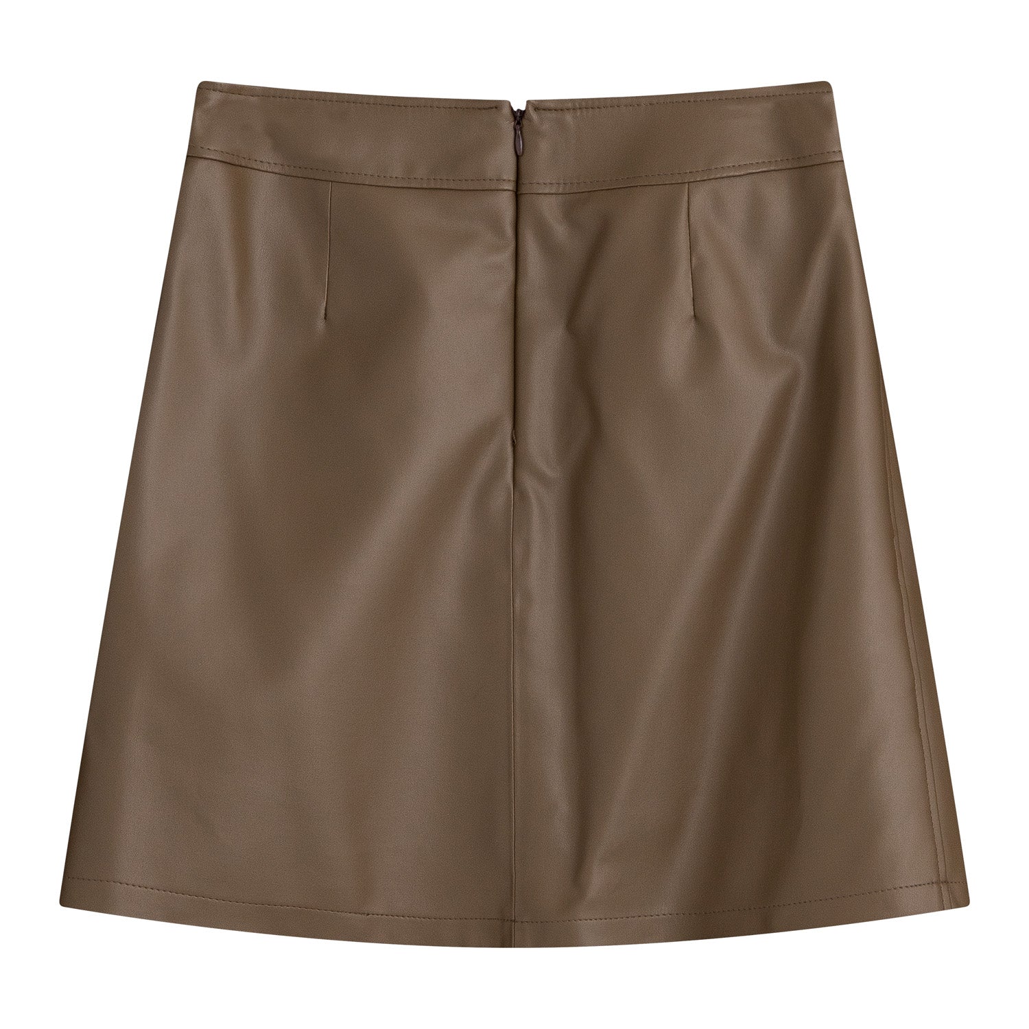 Faux Leather Round Skirt (Mocha)